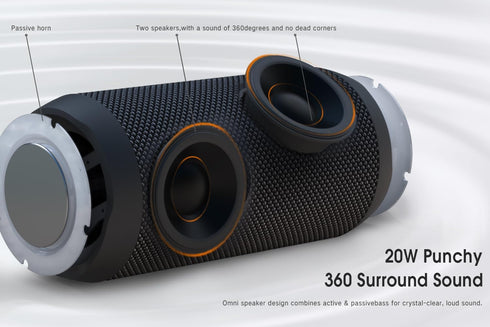 EDUPLINK Bluetooth Speaker - Portable Waterproof IPX7 Wireless Speaker with TWS Pairing & Built-in Microphone, Red