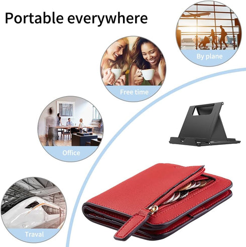 4 Pack Portable Cell Phone Stand Holder for Desk, Universal Adjustable Desktop Mobile Phone Kickstand, Foldable