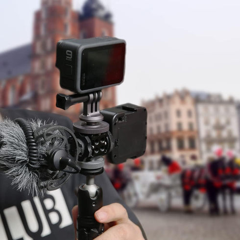 NICEYRIG Hot Shoe Mount Adapter for GoPro Hero 10/9/8/7/6/5, Compatible with Tripod and DSLR Camera
