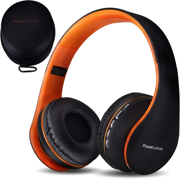 PowerLocus Wireless Bluetooth Over-Ear Headphones, Foldable Wired Headsets with Built-in Microphone for iPhone,