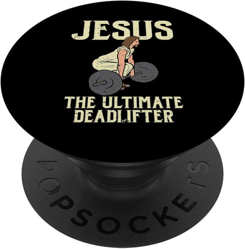 PopSockets Swappable PopGrip Jesus Deadlift Workout Gym Fitness Funny God Christian Gift