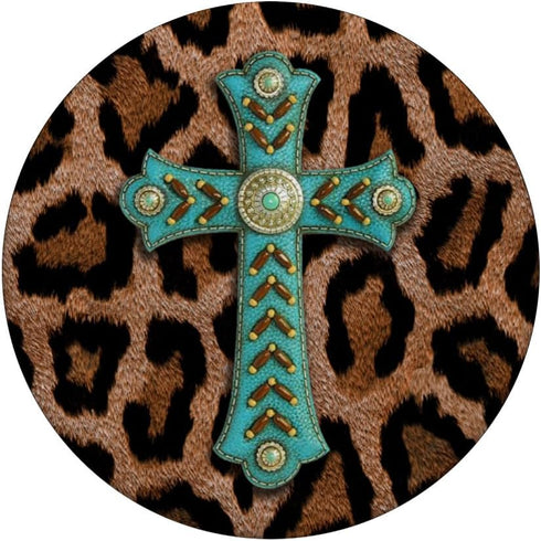 Leopard Cheetah Print Turquoise Teal Rodeo Southwest PopSockets Standard Grip