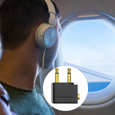 Gold Plated Airplane Headphone Adapter - Dual 3.5mm Male to Female, 3-Pack for Audio Jack & Earphones.