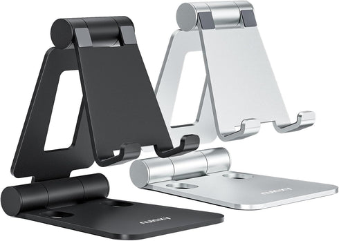 Nulaxy 2 Pack Dual Folding Cell Phone Stand, Fully Adjustable Desktop Phone Holder Cradle for iPhone 15 14 13 12