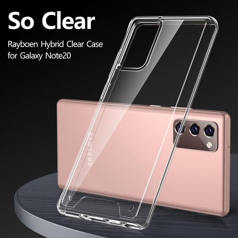 Rayboen Crystal Clear Case for Samsung Galaxy Note 20, Shockproof Protective Slim Fit Cover with Transparent Hard Back