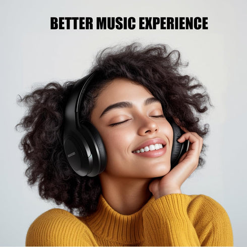 Over The Ear ANC Bluetooth Headphones, 60H Playtime Active Noise Cancelling Wireless/Wired Headphones with Microphone