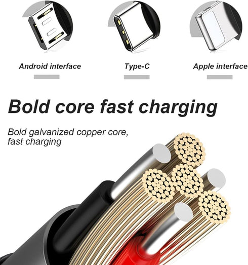 Bling Dual USB Car Charger with 3-in-1 Multi Fast Charging Cable, Rhinestones Car Interior Accessories for Women (Pink)