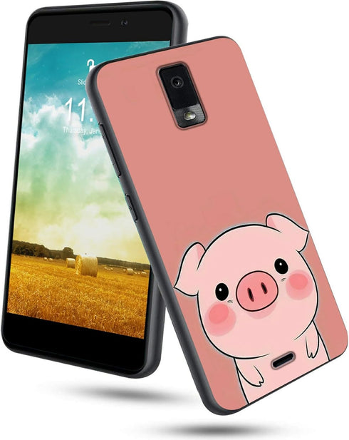BLU View 3 Phone Case, Slim Soft TPU Silicone Cover with Cute Pink Pig Design, Shock-proof Protective Cover for Women