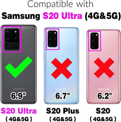 Asuwish Compatible with Samsung Galaxy S20 Ultra Glaxay S20ultra 5G Wallet Case and Tempered Glass Screen Protector Flip Card Holder Cell Phone Cover for Gaxaly 20S S 20 A20 20ultra G5 Women Men Green