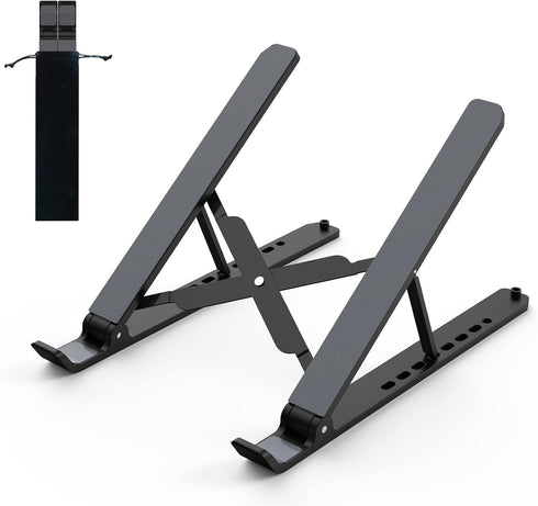 Laptop Stand for Desk, Adjustable Riser ABS+Silicone Foldable Portable Holder, Ventilated Cooling for 10-15.6” Laptops,