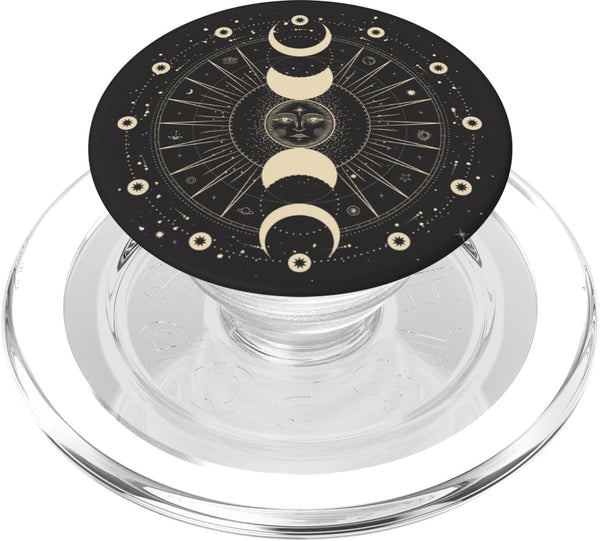 PopSockets PopGrip for MagSafe - Sun and Moon Phases Astrology Space Stars Black