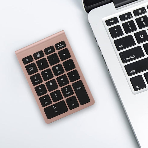 22 Keys Numeric Keypad, Portable Wireless Mini Keyboard Compatible with Bluetooth 5.0 for Laptop/Desktop (Rose Gold)
