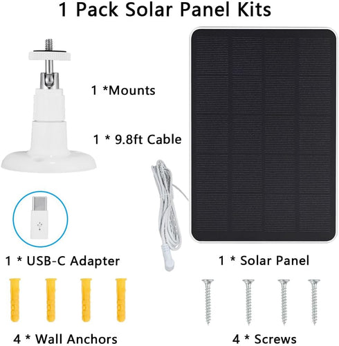 Solar Panel Compatible with SimpliSafe Outdoor Camera, 4W 5V with 10ft Micro USB Charging Cable