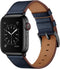 OUHENG Genuine Leather Apple Watch Band Replacement Strap for 42mm 41mm 40mm 38mm, Dark Blue/Black