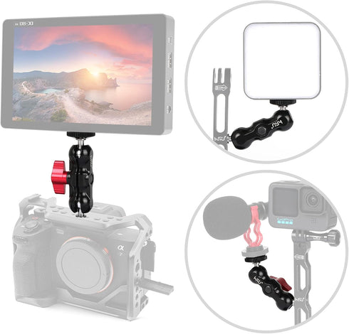 HSU Magic Arm with Dual Ball Head, Aluminum Alloy Adjustable Universal Extension Magic Arm for Monitor, Microphone