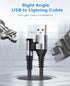 Right Angle iPhone Charger Cable 2-Pack 10FT - Apple MFi Certified Lightning Cable Fast Charging for iPhone