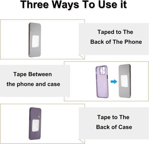 1.77x1.37" 4Pcs MECCANIXITY Replacement Metal Plates Silver Thin Adhesive Back Magnet Stickers for Magnetic Mount Phone
