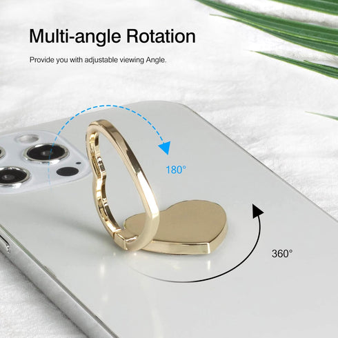 2 Packs Glossy Finish Love Heart Shaped Cell Phone Ring Holder Stand, 360 Degree Rotation Finger Ring Kickstand with