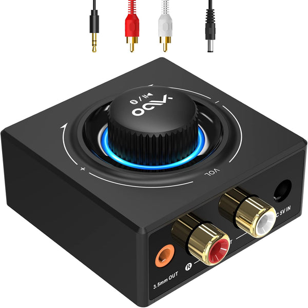 YMOO B06T3 Bluetooth 5.3 Receiver, 100ft RCA Bluetooth Audio Adapter for Home Stereo/Speaker
