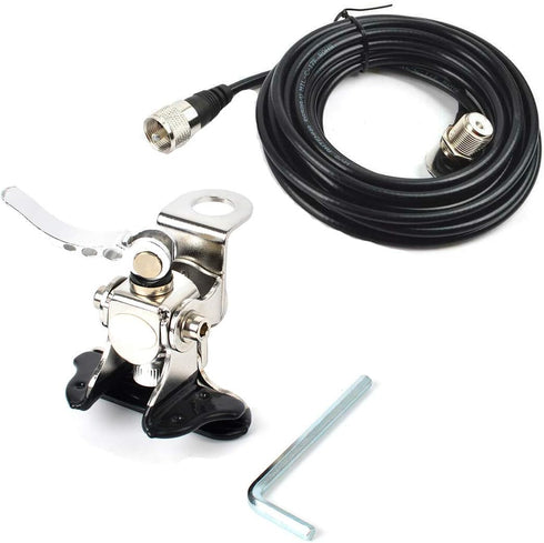UAYESOK Car Antenna Mount Bracket Clip Trunk Lid Hatchback Mobile Radio Antenna Base with 5M/16.4ft SO239 to PL-259