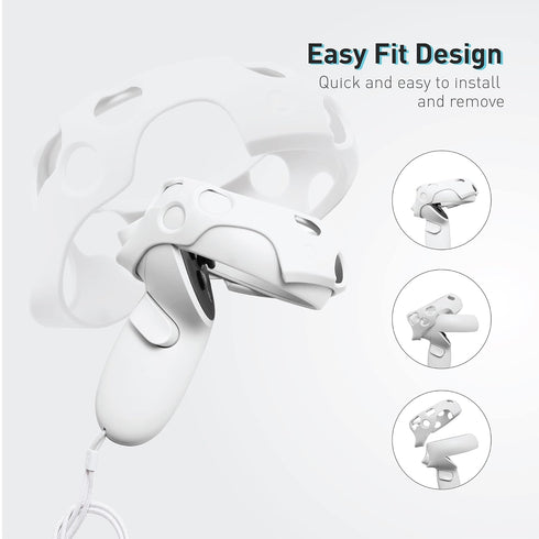VR Cover Halo Controller Protector Set for Meta Quest 2 in Light Grey