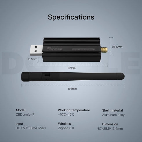 SONOFF Zigbee 3.0 USB Dongle Plus Gateway, Universal USB Adapter with Antenna for Home Assistant, 1 Pack