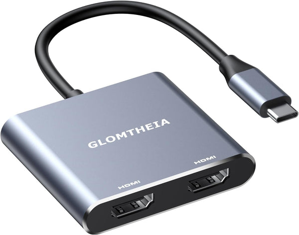 Glomtheia Dual HDMI Adapter for 2 Monitors Extended Display 1 in 2 Out,