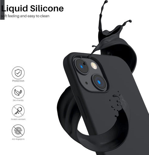 ORNARTO Compatible with iPhone 13 Mini Case, Slim Liquid Silicone 3 Layers Full Covered Soft Gel Rubber 5.4 inch