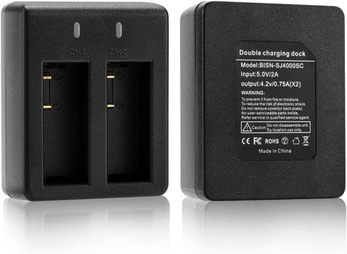 Action Camera Battery Pack, 1350mAh Rechargeable Battery (3-Pack) with USB Dual Charger for Sports Cameras