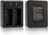 Action Camera Battery Pack, 1350mAh Rechargeable Battery (3-Pack) with USB Dual Charger for Sports Cameras