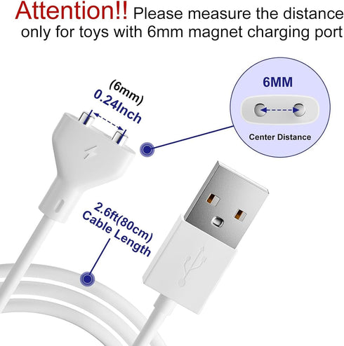 Magnetic USB DC Charger Cable 2.7ft Replacement Charging Cord for Rechargeable Toys, Massagers, Electric Toothbrush