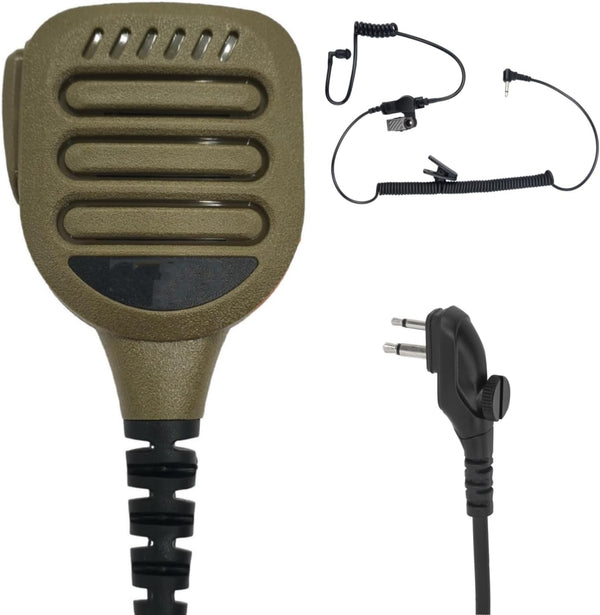 IP65 Waterproof Shoulder Mic Walkie Talkie Police Radio Speaker Microphone, Compatible with HYT Hytera Models, Coffee