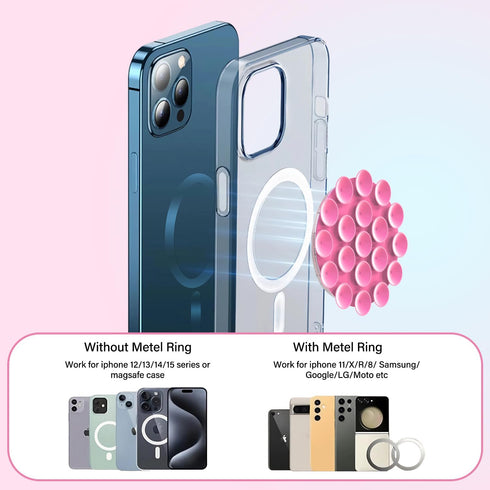 Silicone Suction Phone Case, Magnetic Phone Mount for iPhone and Android, Mirror Shower Phone Holder, Rose Pink