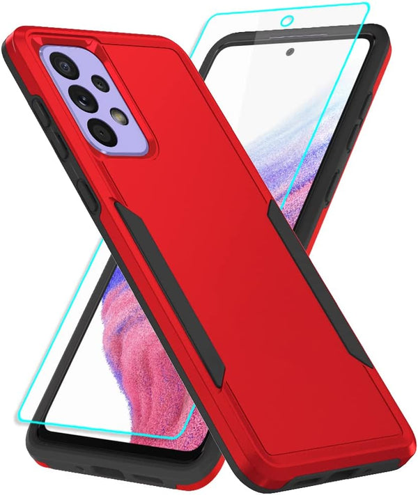 Samsung Galaxy A53 5G Case with Screen Protector, Durable Red Rubber Cover for Full Body Protection.