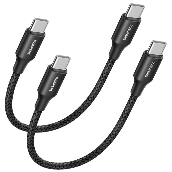 Short USB C to USB C Cable 1ft 2-Pack, 60W Fast Charging Type C Cable for Samsung Galaxy S24, iPhone 15 Pro Max, MacBook