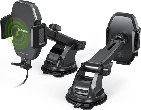 Esoulk 15W Wireless Car Charger Phone Mount, Fast Charging Car Mount Charger with Auto Clamping, Car Charger Phone