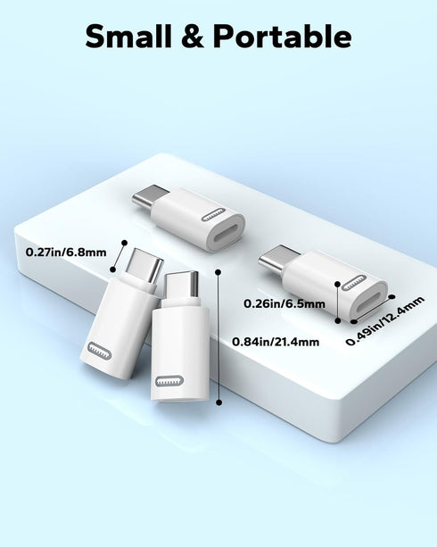 MoKo Lightning to USB C Male Adapter 4 Pack, Fast Charging Adapter for iPhone 15/16 Pro/Max, Galaxy S24, White