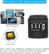 Universal Travel Power Adapter with High Speed 2.4A USB, 3.0A Type-C, Worldwide AC Outlet Plugs, Black