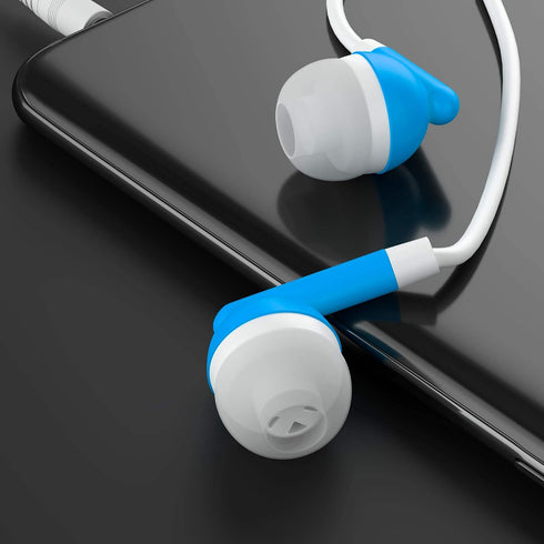 Maeline Bulk Earbuds, 100 Pack with 3.5 mm Headphone Plug - Blue