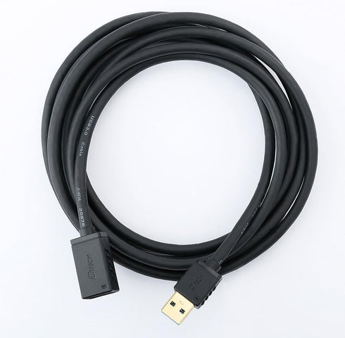 DTECH USB 3.0 Extension Cable, 10ft Type A Male to Female Adapter with Gold Plated Connector, Black, 10 Feet