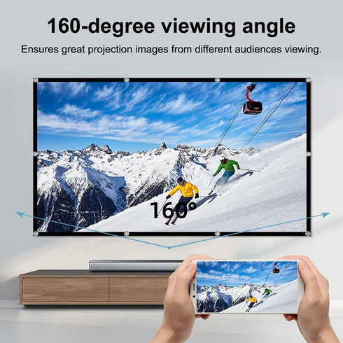 100" Projector Screen, 4K 16:9 HD Wall Mount Foldable Indoor Projection Screen with Cord for Movie Night