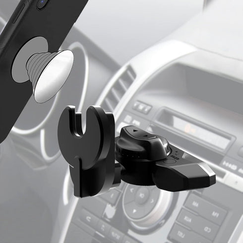 CD Slot Phone Holder for Grip/Socket, Compatible with MagSafe Wallet, Black iPhone Samsung Card Holder
