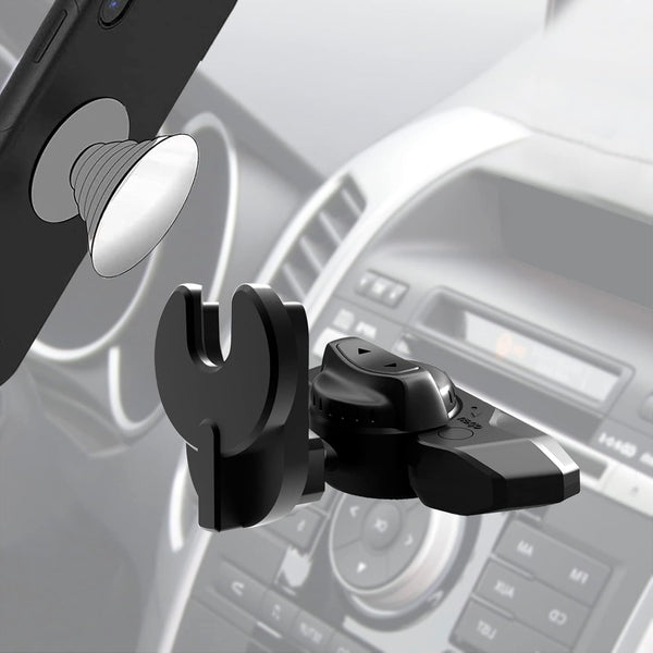 CD Slot Phone Holder for Grip/Socket, Compatible with MagSafe Wallet, Black iPhone Samsung Card Holder
