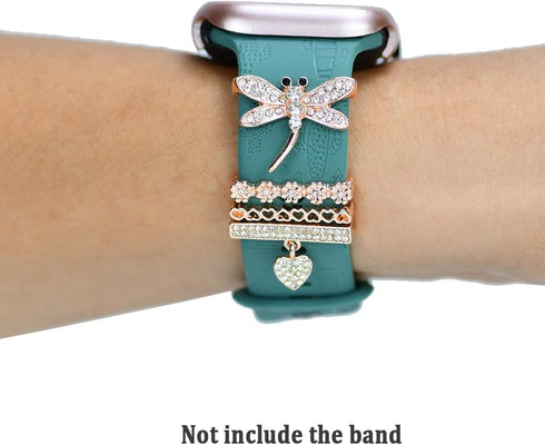 Women Watch Band Charms, Diamond Decorative Rings for Apple Watch Bands 49mm-38mm, Metal Jewelry Accessories