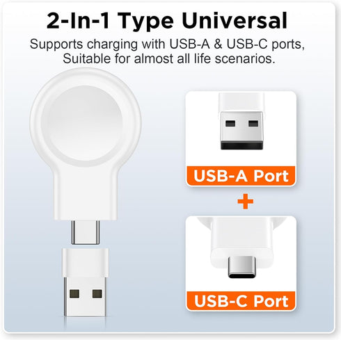 2024 Upgrade Magnetic Portable Charger for Apple Watch, USB C & USB A Fast Wireless Charging for iWatch Series