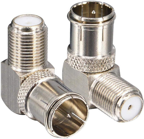 F Male to Female Right Angle Coax Connectors Type F Adapters Push on Coaxial Quick Connect RG6 for Wall Mounted TV,