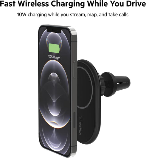 Belkin MagSafe-Compatible 10W Magnetic Wireless Car Charger, BoostCharge Pro for iPhone 16, 15, 14, 13 - Black