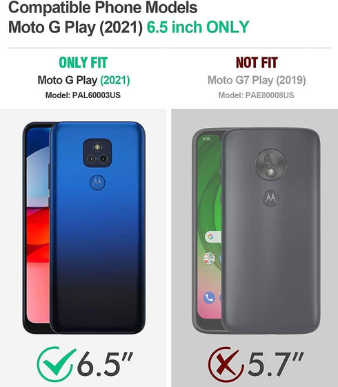 LeYi Moto G Play 2021 Case with 2 Pack Tempered Glass Screen Protector, Military-Grade Protective Cover with Kickstand