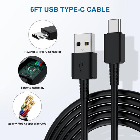 Type C Fast Charging Charger, 2 Pack USB Android Phone Wall Block & Charge Cable for Samsung Galaxy