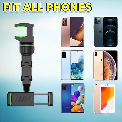 2024 New Multifunctional Rearview Mirror Phone Holder, 360° Rotatable Cradle for Cell Phone and GPS, Adjustable (Green)